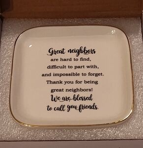 NEW!! Elegant White and Gold Friendship/Neighbors Trinket